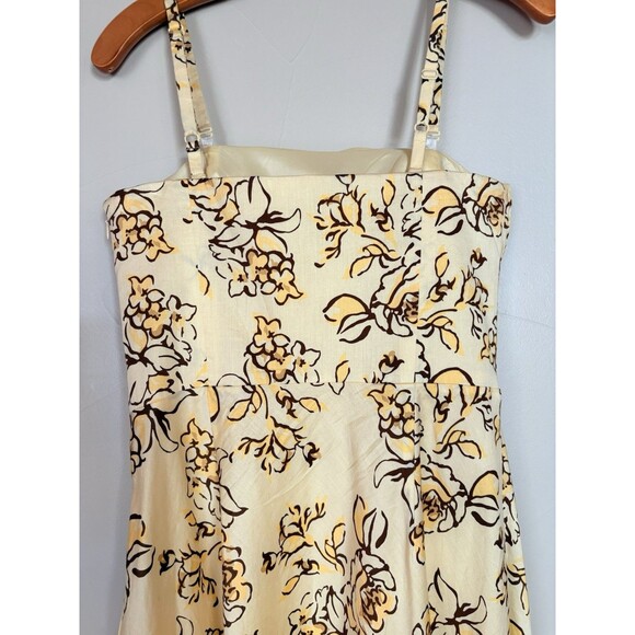 LOFT Yellow Strapless Fit & Flare MIDI Floral Dress, Removable Straps SZ 4 Small - Picture 12 of 16